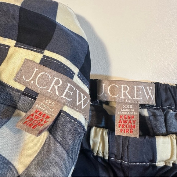 J. Crew Size XXS Navy Gingham Soft Shine Pajamas Set Jammies Sleepwear - Picture 10 of 10